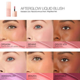 Afterglow Liquid Blush color swatches on faces