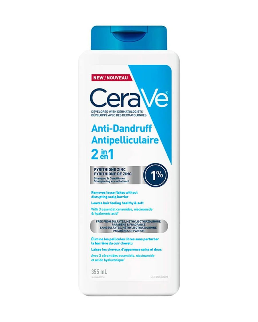 CeraVe Anti-Dandruff Hydrating 2-in-1 Shampoo & Conditioner – 1% Pyrithione Zinc