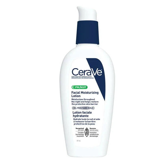 CeraVe facial moisturizing lotion bottle on a white background with branding and product details.