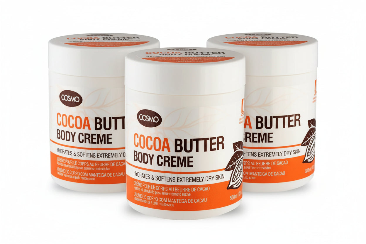 Cosmo Cocoa Butter Body Creme jar on a white background