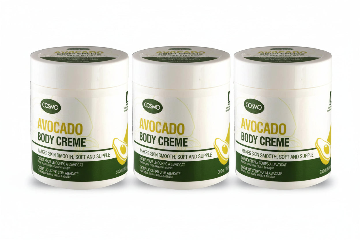 Cosmo Avocado Body Creme container on a white background