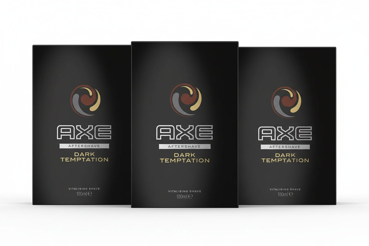 Three Axe Dark Temptation aftershave boxes