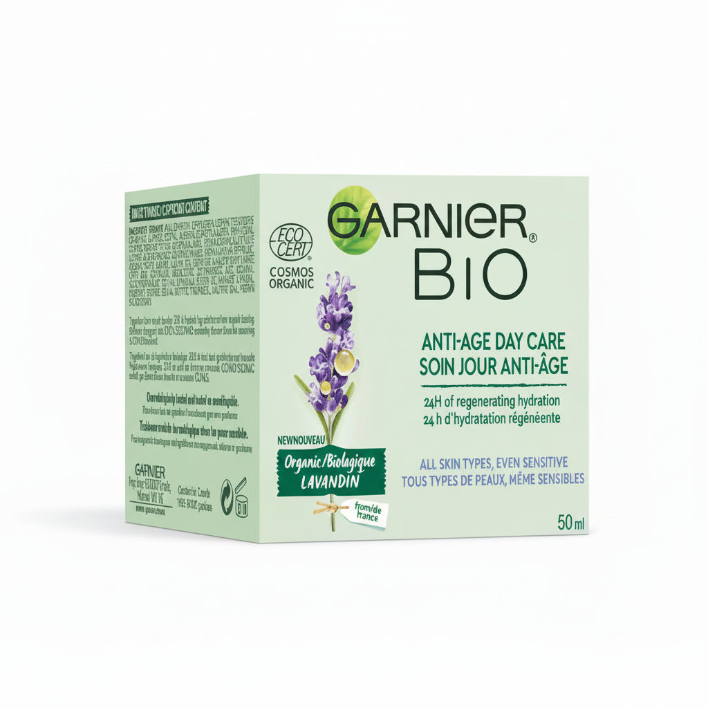 Garnier Bio anti-age day care product packaging on a white background