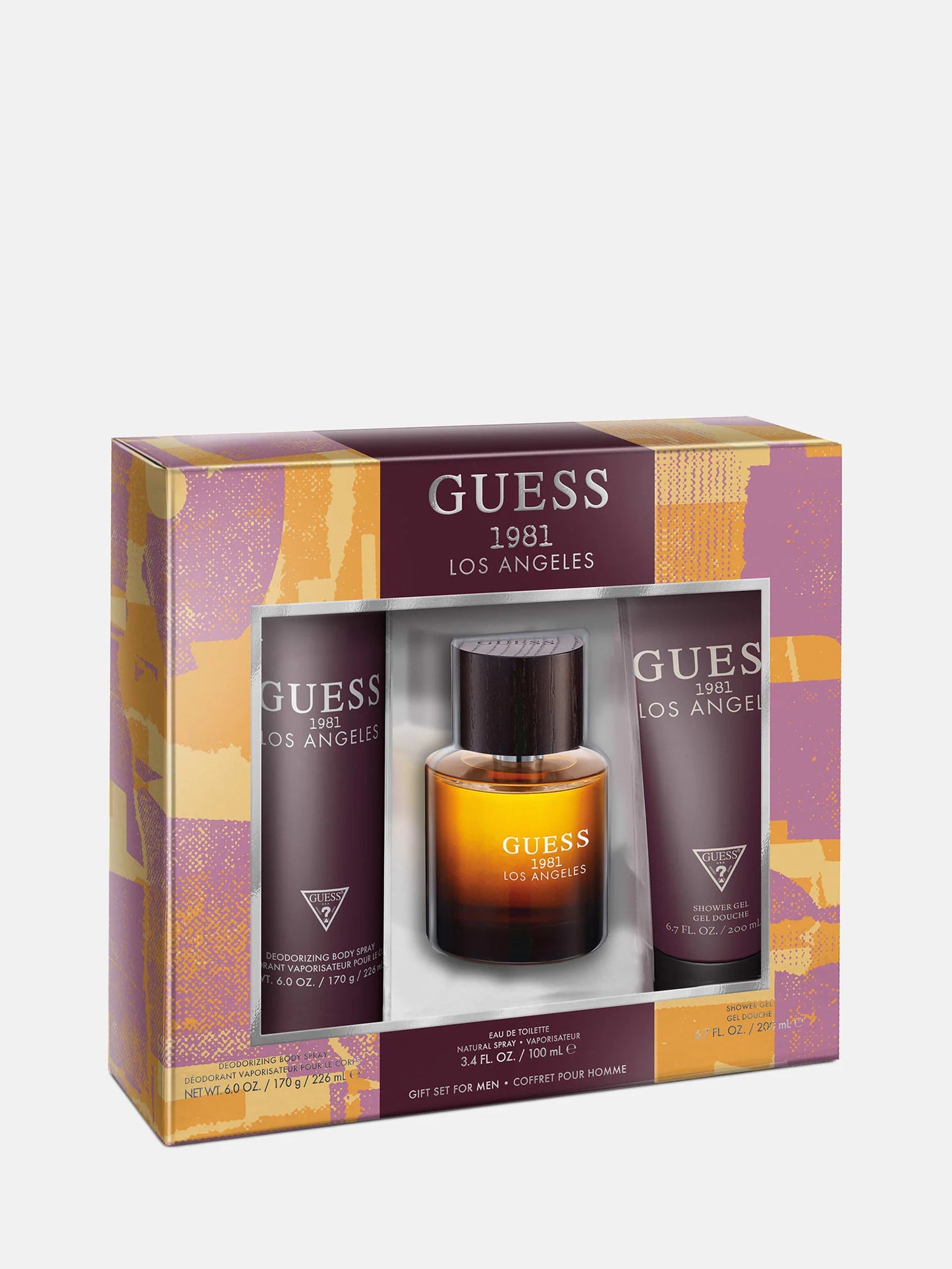 Guess 1981 Los Angeles perfume set in a decorative box on a white background