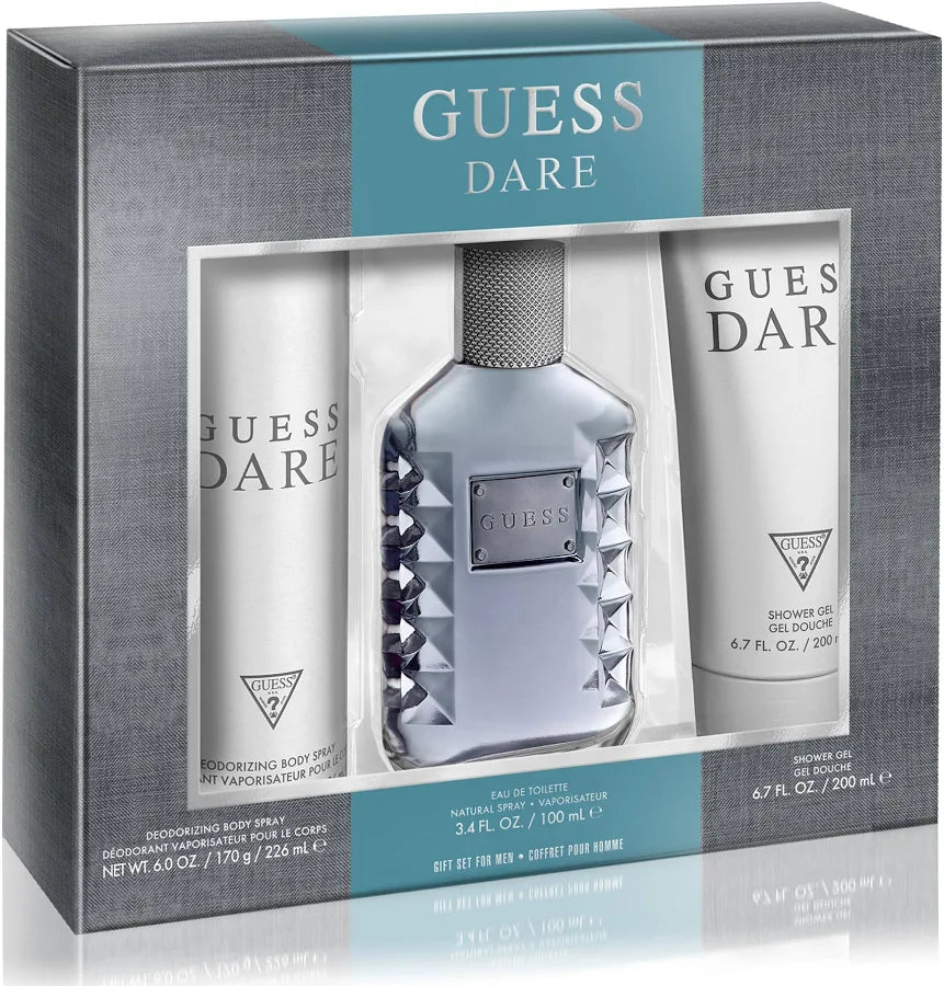 Guess DARE Men's 3-Piece Gift Set : 100ml EDT+226ml deodorant+200ml shower gel