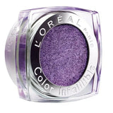 L’Oréal Paris Infallible 005 Purple Obsession eye makeup. A vibrant, high-pigment liquid-to-powder eyeshadow in a deep amethyst purple shade with a soft metallic shimmer. The clear tube showcases the rich, jewel-toned pigment