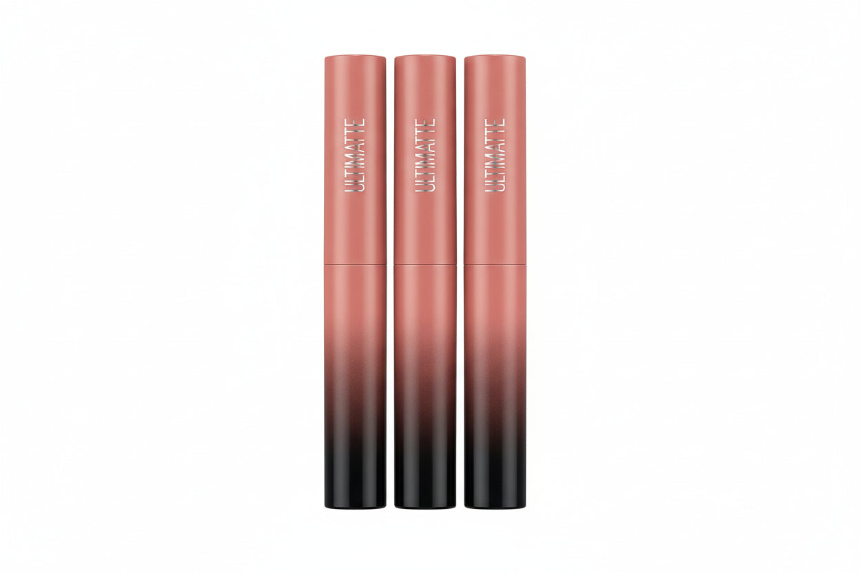 Lipstick with gradient color and 'ULTIMATIV' branding on a white background