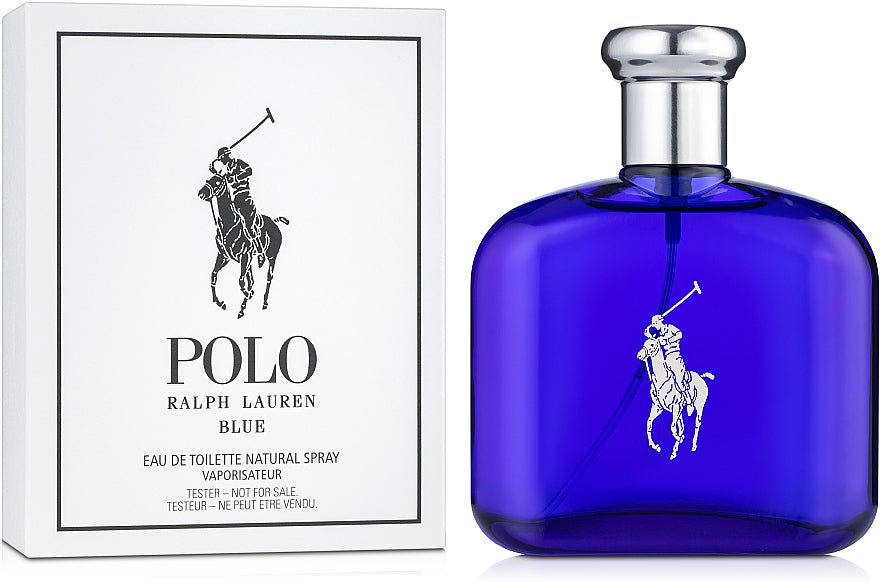Ralph Lauren Polo Blue Eau de Toilette 125ml Tester sleek blue bottle with silver cap