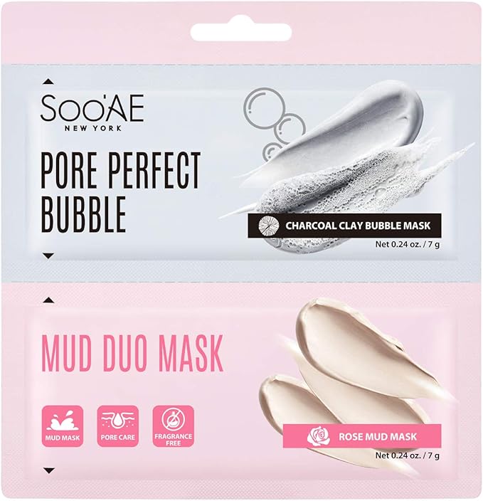 SOO’AE Pore Perfect Bubble Mud Duo Mask – Pack of 12 deep-cleansing Korean face masks with foaming and mud steps for pore care