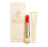 Luxury Jimmy Choo Seduction Collection Lipstick in shade 004. Housed in a faceted, heavy gold-tone jewel case with a signature python-skin embossed bullet and orb-topped cap