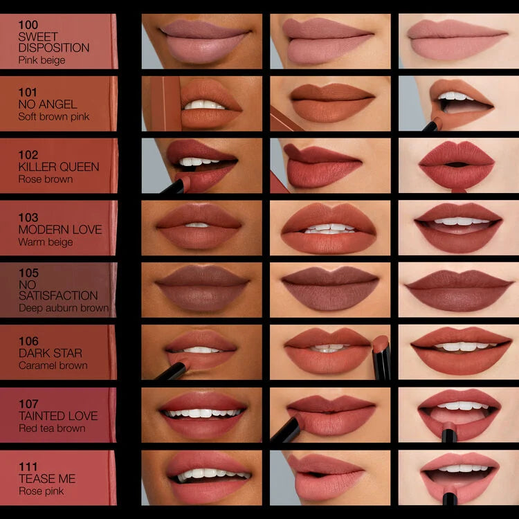 Lipstick color swatches on a grid