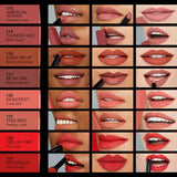 Lipstick color swatches with lip application
