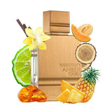 Gold-tinted Al Haramain Amber Oud Gold Edition Extrait de Parfum bottle with matching luxe outer box