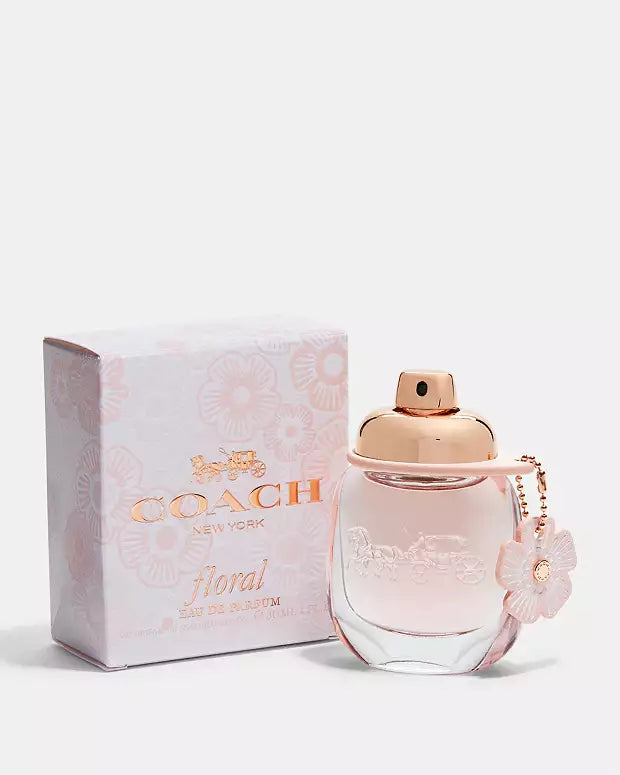 Discover Coach Floral Eau de Parfum for Women, a fresh and elegant fragrance with bergamot, jasmine, and musk. Long-lasting, feminine, and perfect for daily or evening wear.