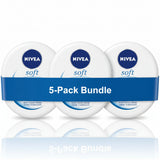 Three Nivea soft moisturizing cream containers 