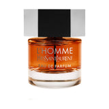 YSL L’Homme Eau de Parfum 60 mL bottle—amber liquid in a sleek faceted glass with metallic hexagonal cap