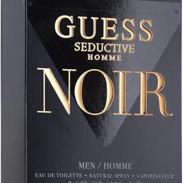Guess Seductive Noir Men Eau de Toilette 100ml sleek black bottle with gold accent