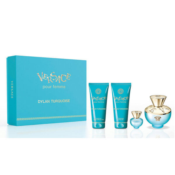 Versace Dylan Turquoise 4PCS Gift Set - 100ml Eau de Toilette Spray + 100ml Body Gel + 100ml Bath & Shower Gel + 5ml Eau de Toilette Mini Spray (Packaging may vary)