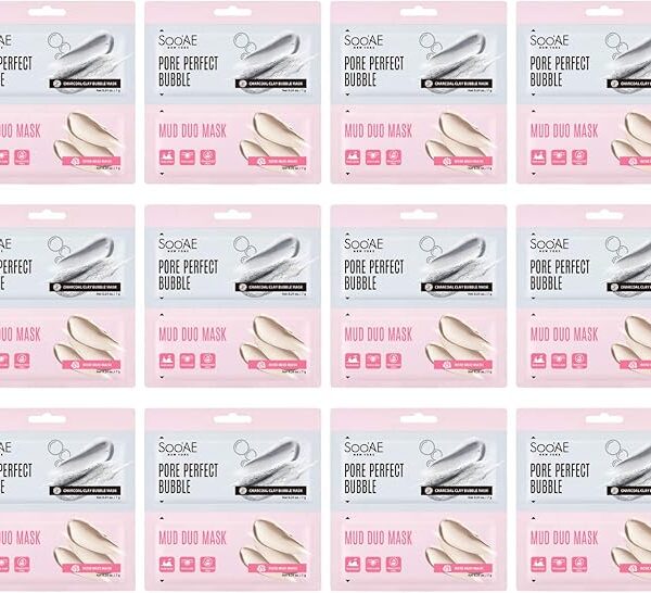 SOO’AE Pore Perfect Bubble Mud Duo Mask – Pack of 12 deep-cleansing Korean face masks with foaming and mud steps for pore care