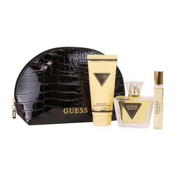 GUESS SEDUCTIVE 4PCS Gift Set - 75ml Eau de Toilette Spray + 15ml Travel Spray + 100ml Body Lotion + Pouch