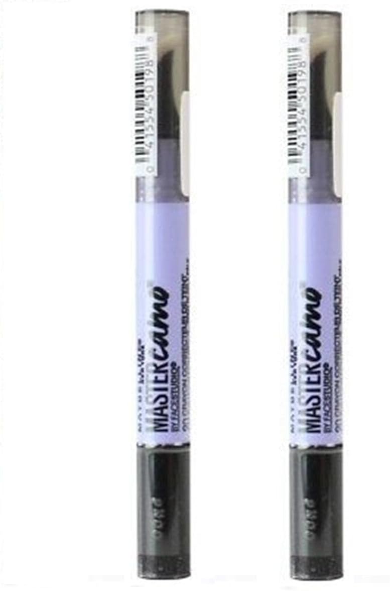 Pack of 2 Maybelline Master Camo Color Correcting Pens. The image shows two sleek, twist-up pens with integrated soft-touch applicators. One pen is for neutralising redness or dark circles, designed for targeted facial color correction